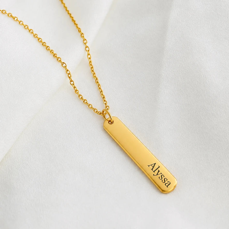 Personalized Gold Bar Necklace – Custom Engraved Name & Initial Necklace Engravables