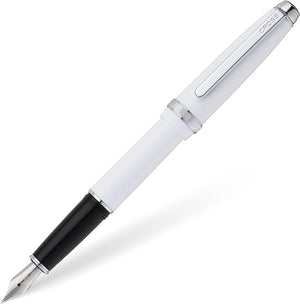 Cross Lume Porcelain White Fountain Pen with Polished Chrome – Personalized Gift Canada Engravables - thumbnail 1