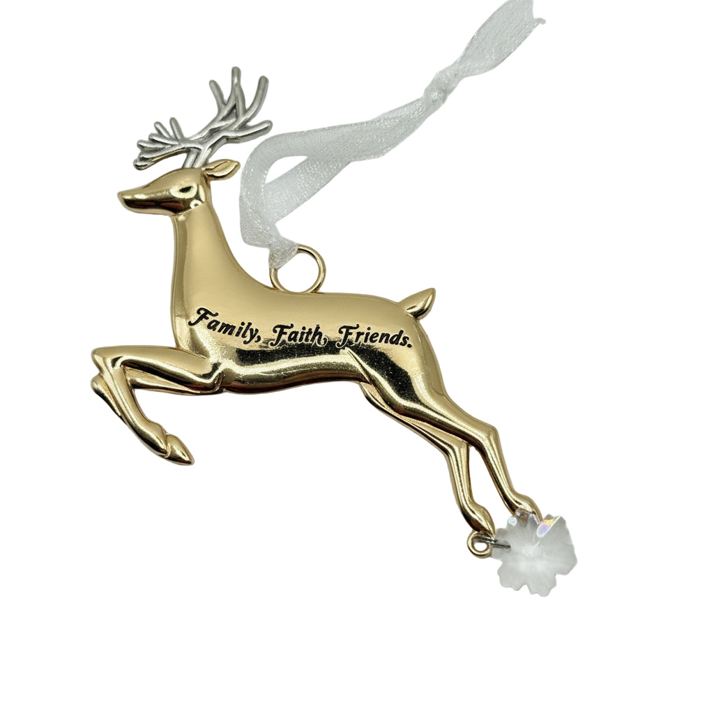 Christmas Gifts – Reindeer Ornament “Family Faith Friends” | Personalized Christmas Ornaments Canada | Holiday Decoration Gift