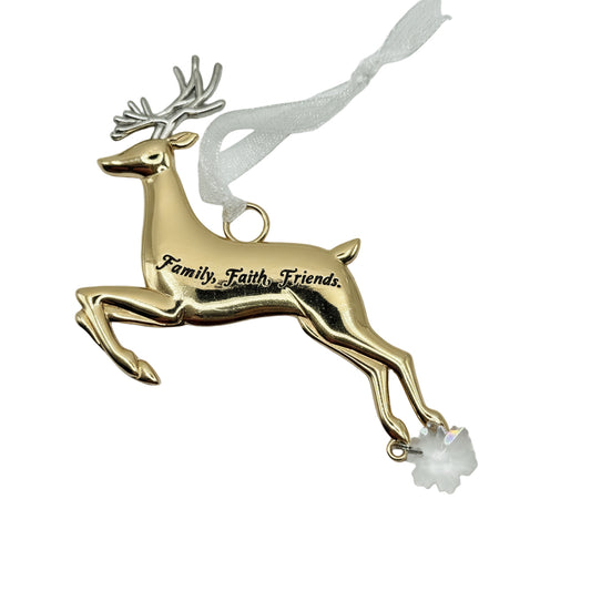 Christmas Gifts – Reindeer Ornament “Family Faith Friends” | Personalized Christmas Ornaments Canada | Holiday Decoration Gift