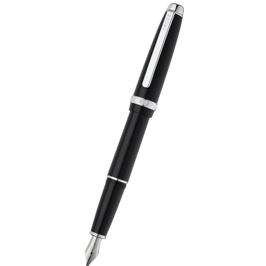 Cross Engraved Fountain Pen – Custom Black Chrome Luxury Gift Pen in Branded Box Engravables
