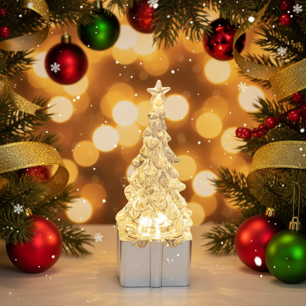 Christmas Gifts – Light-Up Crystal Christmas Tree Ornament (Silver Edition) | Small Christmas Decoration Under $5 | Affordable Holiday Gift Canada
