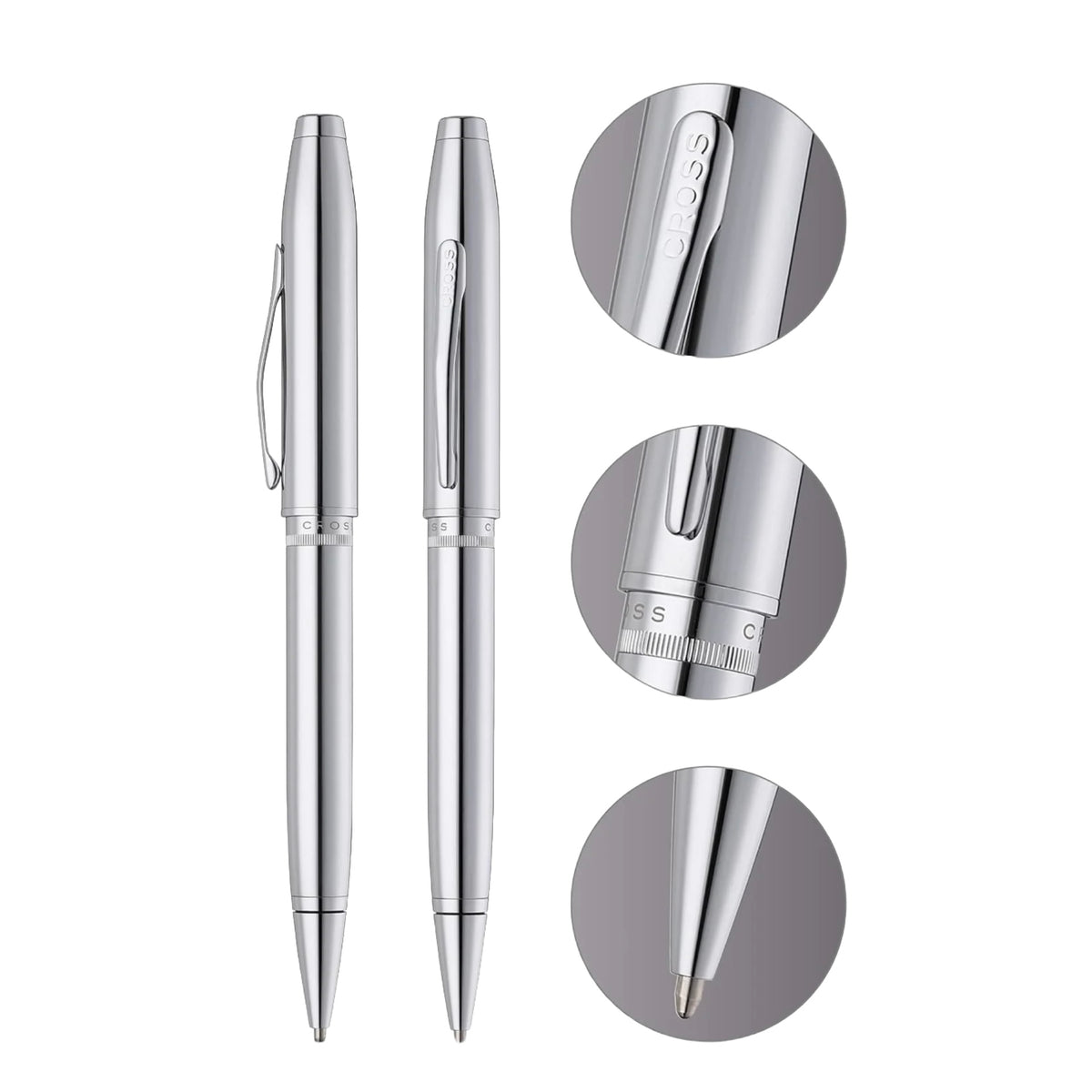 Personalized Cross Foundry Polished Chrome Ballpoint Pen with Polished Chrome Appointments Engravables