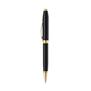 Cross Foundry Glossy Black Lacquer Ballpoint Pen with PVD Gold Appointments – Personalized Engraved Gift Engravables - thumbnail 2