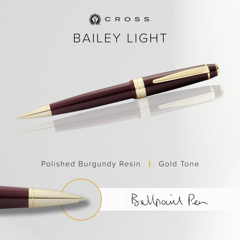Personalized Cross Bailey Light Burgandy Ballpoint Pen – Gold Trim Engraved Gift Pen with Branded Box for Corporate & Graduation Gifting