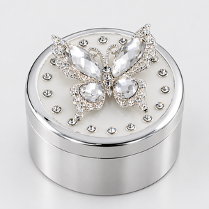Personalized Silver Butterfly Jewellery Box – Custom Engraved Keepsake Gift Engravables - thumbnail 1