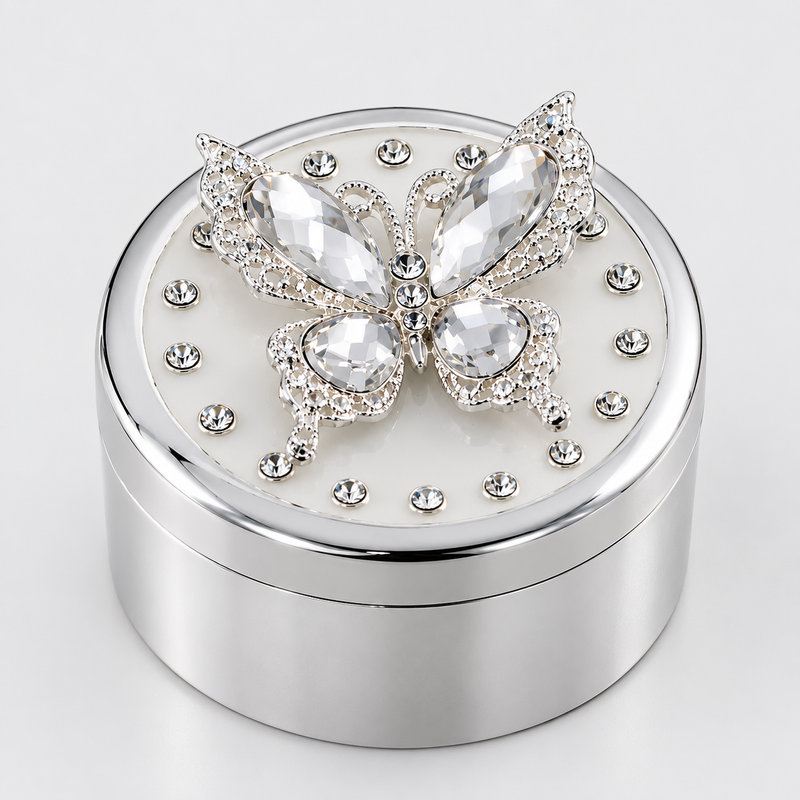 Personalized Silver Butterfly Jewellery Box – Custom Engraved Keepsake Gift Engravables