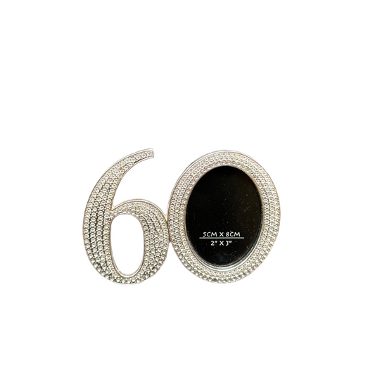 60th Birthday or Anniversary Photo Frame – Sparkling Rhinestone Number 60 Keepsake Frame | Engraved Gifts Canada