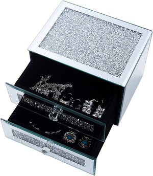 Christmas Gifts – Mirrored Jewelry Box with 2 Drawers | Elegant Jewelry Organizer & Gift for Her Canada Engravables - thumbnail 4