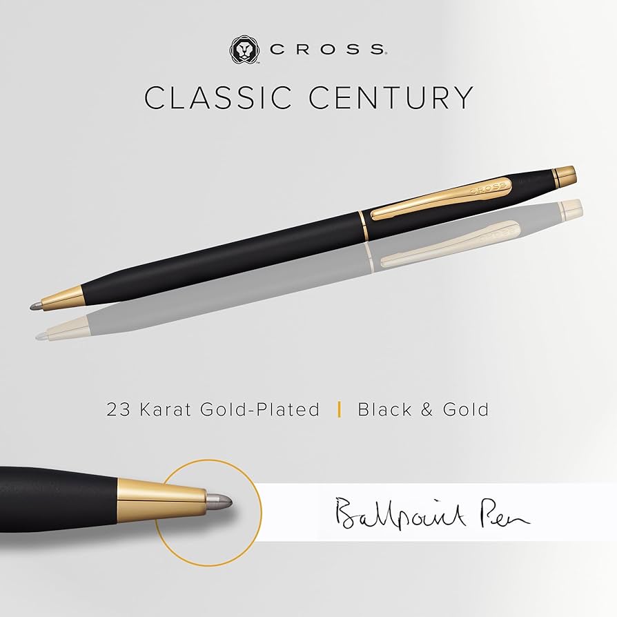 Engraved Cross Pen – Classic Century Black & Gold | Personalized Gifts Canada Toronto, Vancouver & More