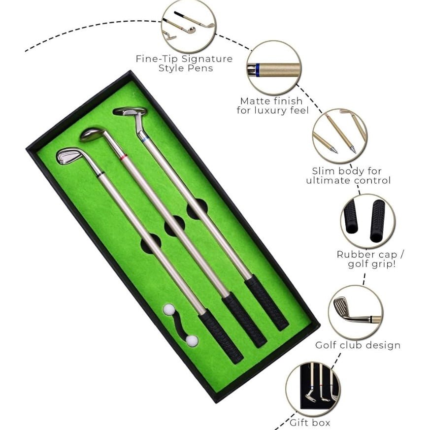 Golf Club Pen Gift Set – Personalized Engraved Golf Pens in Gift Box | Unique Golf Gifts for Men, Dad & Golfers Canada Engravables