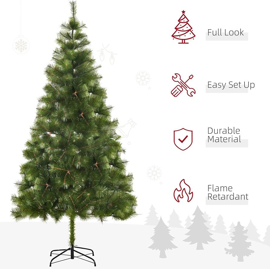 6-Foot Artificial Christmas Tree with Lights Included | Full Holiday Tree | Perfect for Home & Office Décor