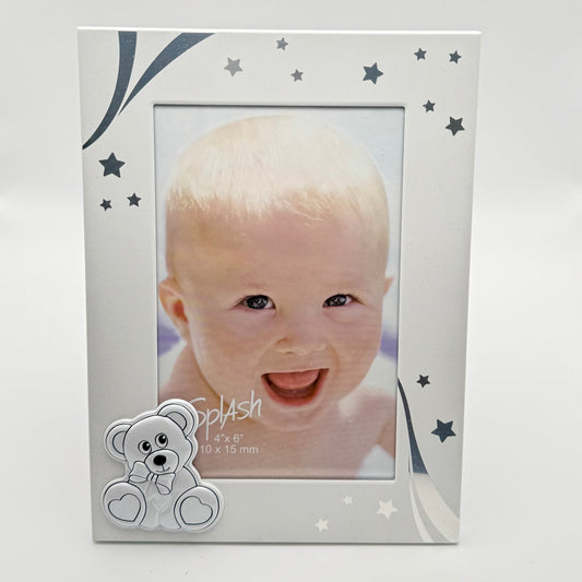Personalized Baby Photo Frame with Teddy Bear – Custom Engraved Gift | Baby Shower, Newborn & Baptism Keepsake Canada & USA