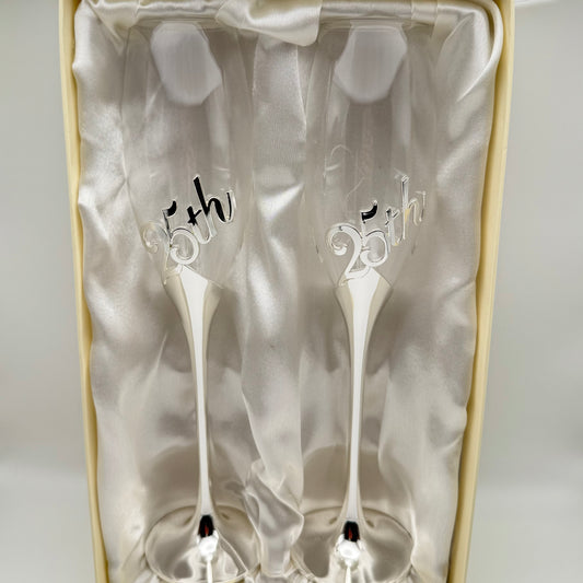 25th Anniversary Champagne Flutes Canada – Personalized Engraved Crystal Glasses Toronto, Mississauga, Vancouver, Montreal