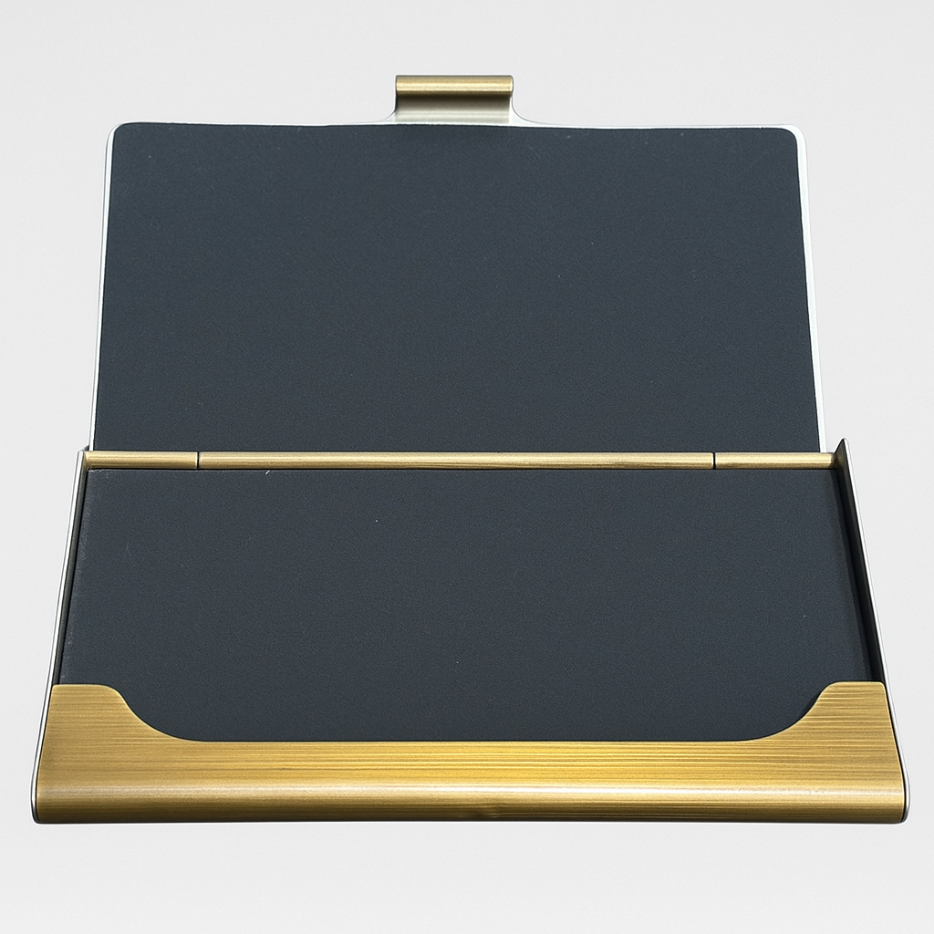 Vintage Brass & Wood Business Card Holder