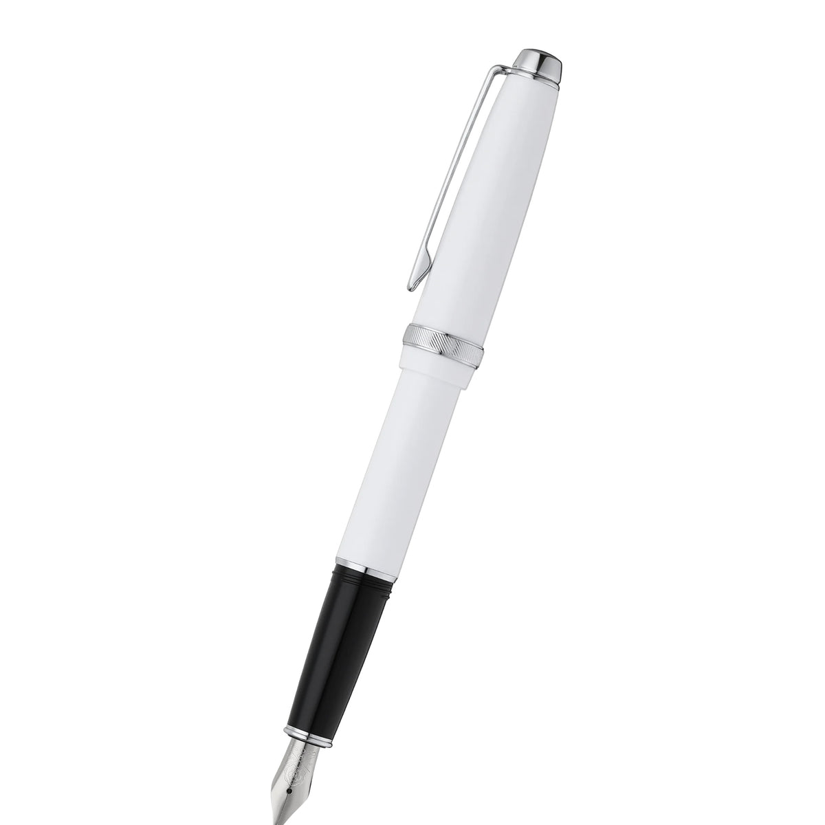 Cross Lume Porcelain White Fountain Pen with Polished Chrome – Personalized Gift Canada Engravables