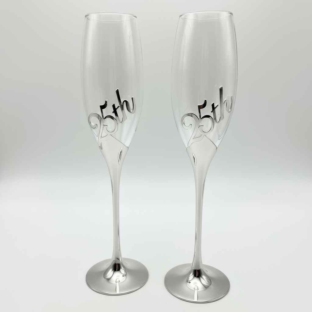25th Anniversary Champagne Flutes Canada – Personalized Engraved Crystal Glasses Toronto, Mississauga, Vancouver, Montreal