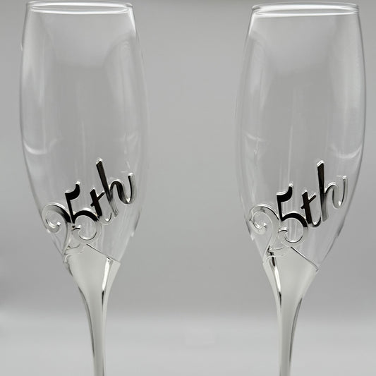 25th Anniversary Champagne Flutes Canada – Personalized Engraved Crystal Glasses Toronto, Mississauga, Vancouver, Montreal