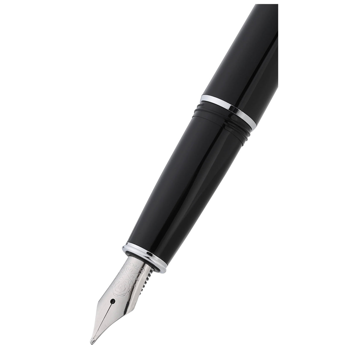 Cross Engraved Fountain Pen – Custom Black Chrome Luxury Gift Pen in Branded Box Engravables