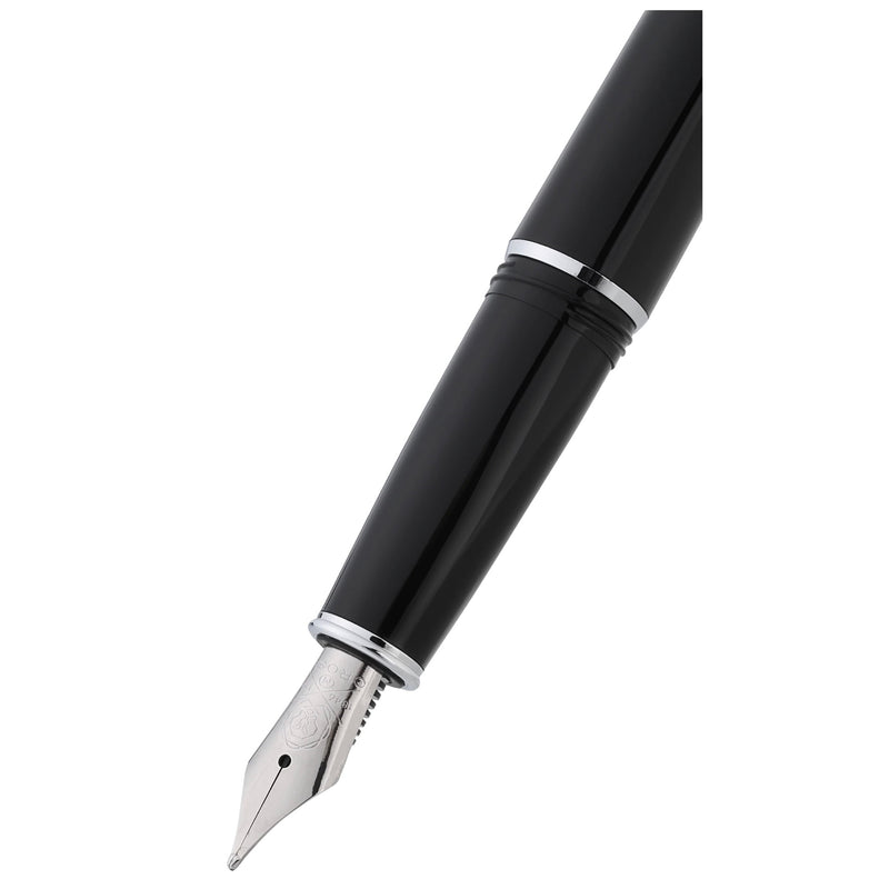 Cross Engraved Fountain Pen – Custom Black Chrome Luxury Gift Pen in Branded Box Engravables