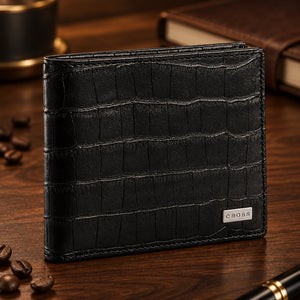Cross Croco Black Leather Wallet – Personalized Wallet for Men | Custom Gift Canada Engravables - thumbnail 8