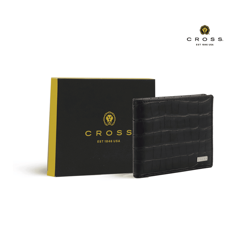 Cross Croco Black Leather Wallet – Personalized Wallet for Men | Custom Gift Canada Engravables