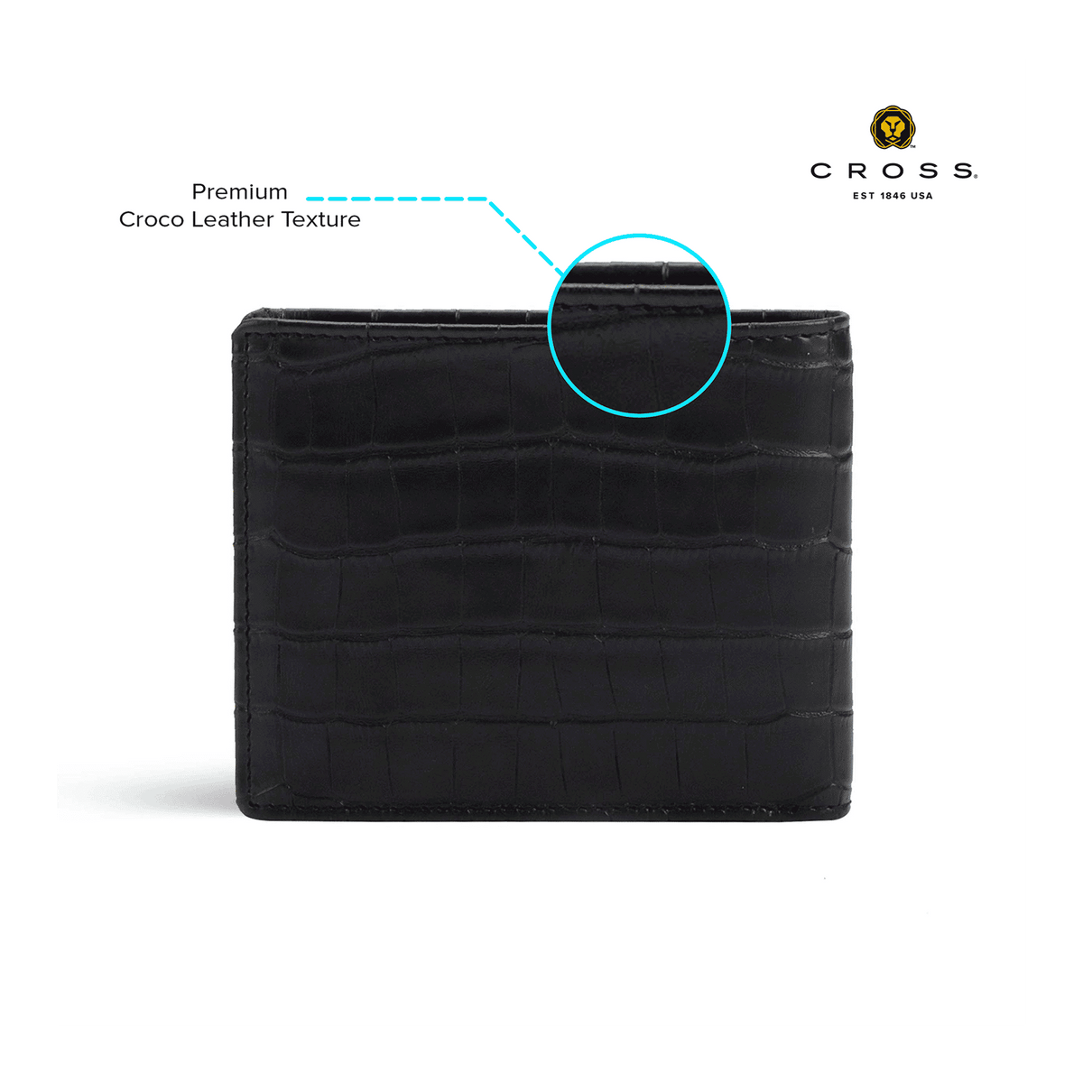 Cross Croco Black Leather Wallet – Personalized Wallet for Men | Custom Gift Canada Engravables