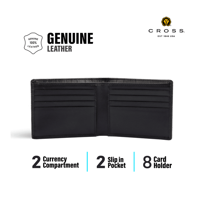 Cross Croco Black Leather Wallet – Personalized Wallet for Men | Custom Gift Canada Engravables