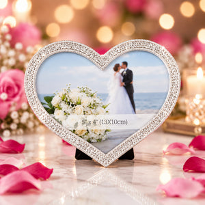 Heart Shaped Silver Photo Frame – Elegant Wedding & Anniversary Picture Frame | Romantic Gift for Couples, Personalized Keepsake Canada Engravables - thumbnail 1