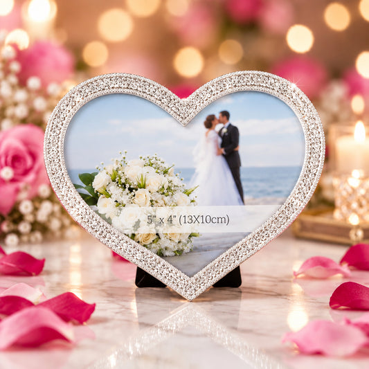Heart Shaped Silver Photo Frame – Elegant Wedding & Anniversary Picture Frame | Romantic Gift for Couples, Personalized Keepsake Canada Engravables