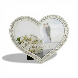 Heart Shaped Silver Photo Frame – Elegant Wedding & Anniversary Picture Frame | Romantic Gift for Couples, Personalized Keepsake Canada Engravables - thumbnail 2