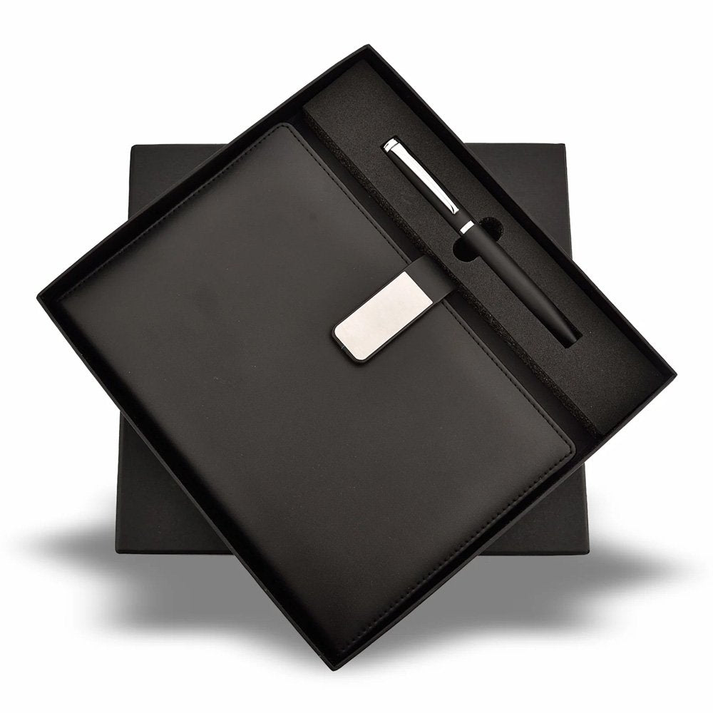 Luxury Black Diary & Gold Pen Gift Set – Personalized Engraving Available Engravables