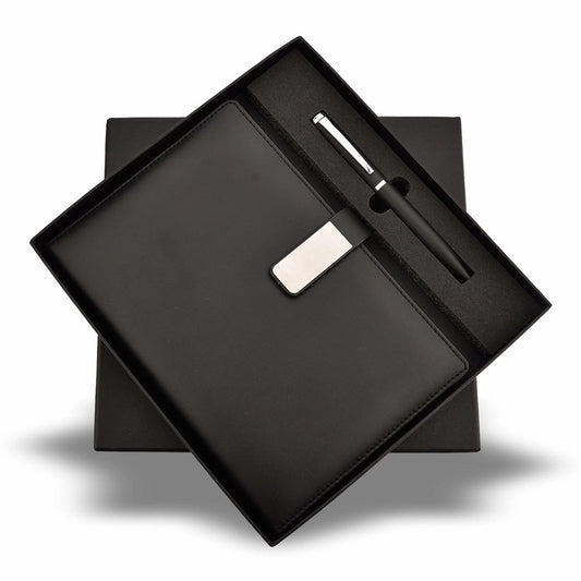 Luxury Black Diary & Gold Pen Gift Set – Personalized Engraving Available Engravables