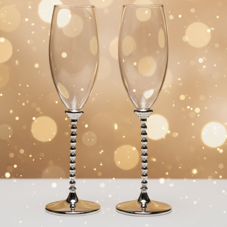 Personalized Champagne Flutes – Sterling Silver Coated | Engraved Wedding Glasses Canada