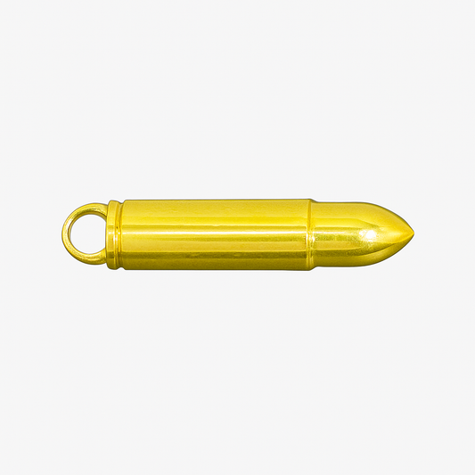 Gold Bullet Pendant – Engraved Keepsake Necklace for Men or Women