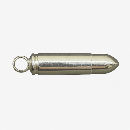 Silver Bullet Pendant – Engraved Stainless Steel Keepsake Necklace for Him or Her