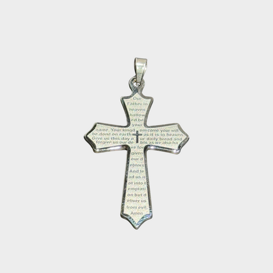 Engraved Cross Pendant – Custom Stainless Steel Christian Necklace Charm