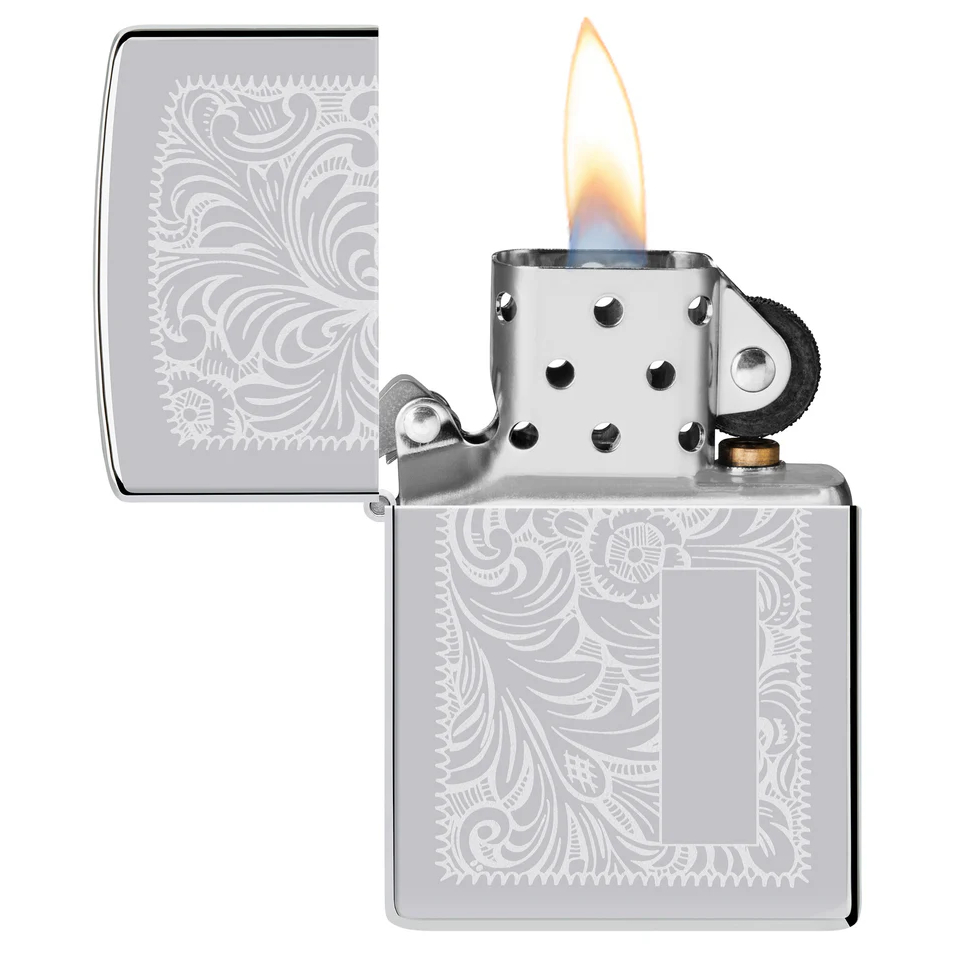 Engraved Zippo Lighter Venetian Chrome – High Polish Finish | Personalized Gift for Him & Her – Made in USA