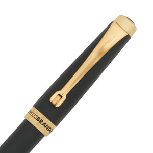 Swissbrand Luxury Ballpoint Pen – Matte Black & Gold – Refillable Metal Pen with Gift Box – Custom Engraving Available Engravables - thumbnail 2