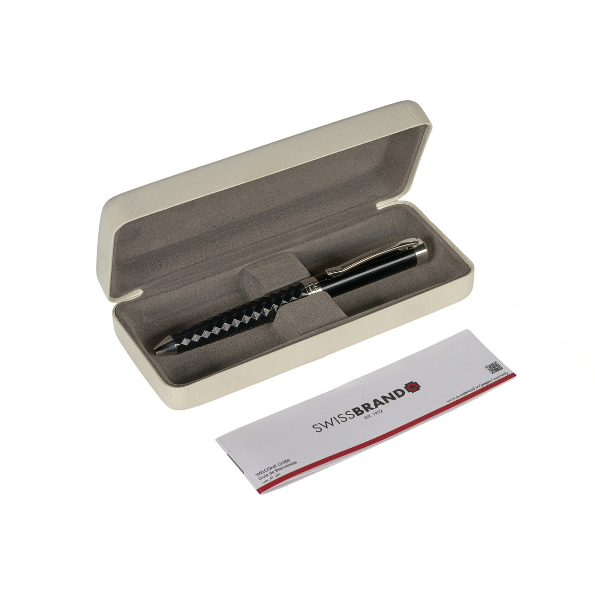 SWISSBRAND Luxury Black gloss finish Premium composite diamond-shape Ballpoint Pen with chrome trim Engravables