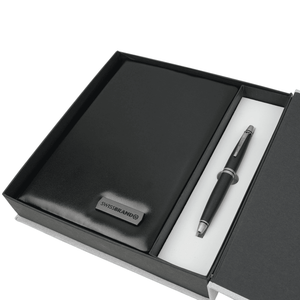 Personalized SwissBrand Black Diary & Pen Gift Set – Custom Engraved Executive Notebook and Pen | Corporate Gift | Canada & USA Engravables - thumbnail 2