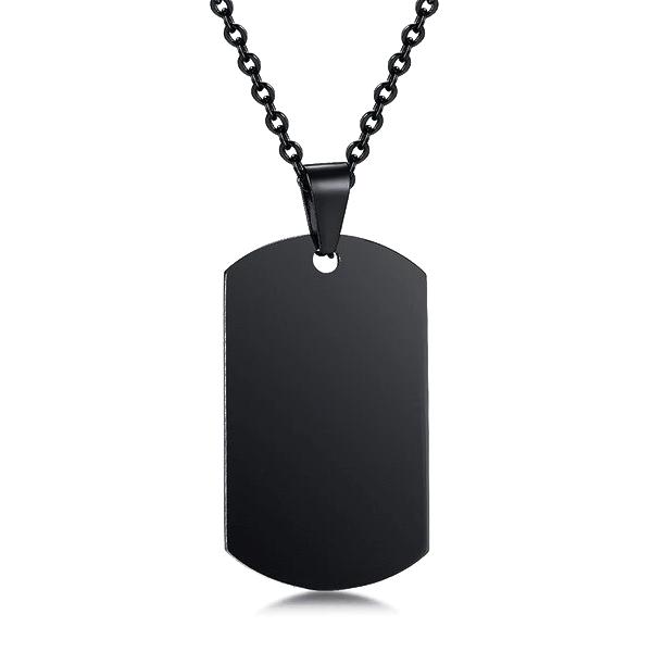 Engraved Black Stainless Steel Dog Tag Pendant – Personalized Gift