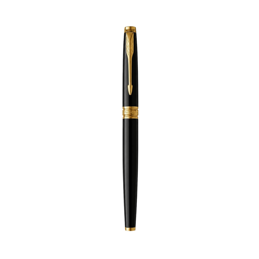 Parker Gift Set - (Parker Matte Black, Gold Trim, Roller Ball Pen with Notebook) Limited Edition Engravables