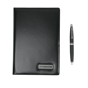 Personalized SwissBrand Black Diary & Pen Gift Set – Custom Engraved Executive Notebook and Pen | Corporate Gift | Canada & USA Engravables - thumbnail 5
