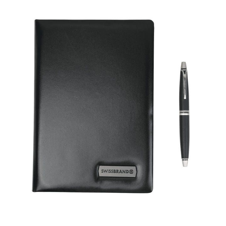 Personalized SwissBrand Black Diary & Pen Gift Set – Custom Engraved Executive Notebook and Pen | Corporate Gift | Canada & USA Engravables