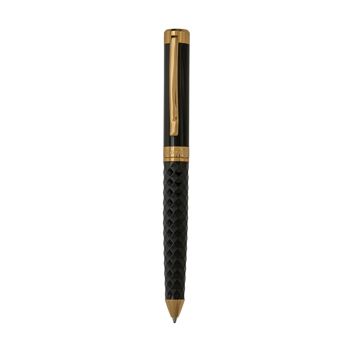 SWISSBRAND Luxury Black gloss finish Premium composite diamond-shape Ballpoint Pen with gold trim Engravables