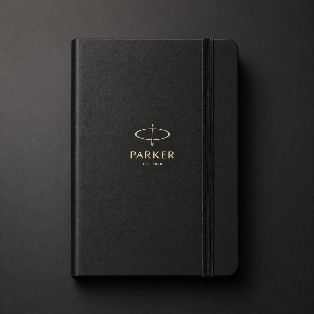 Parker Lacque Black Gold Trim Ballpoint Pen with A5 Black Large Notebook Engravables