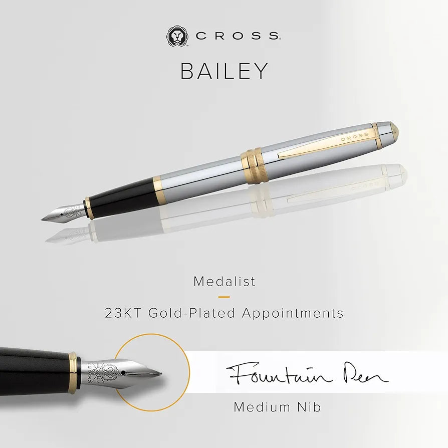 Personalized Cross Bailey™ Medalist® Stainless Steel Fountain Pen – Engraved Luxury Gift Canada
