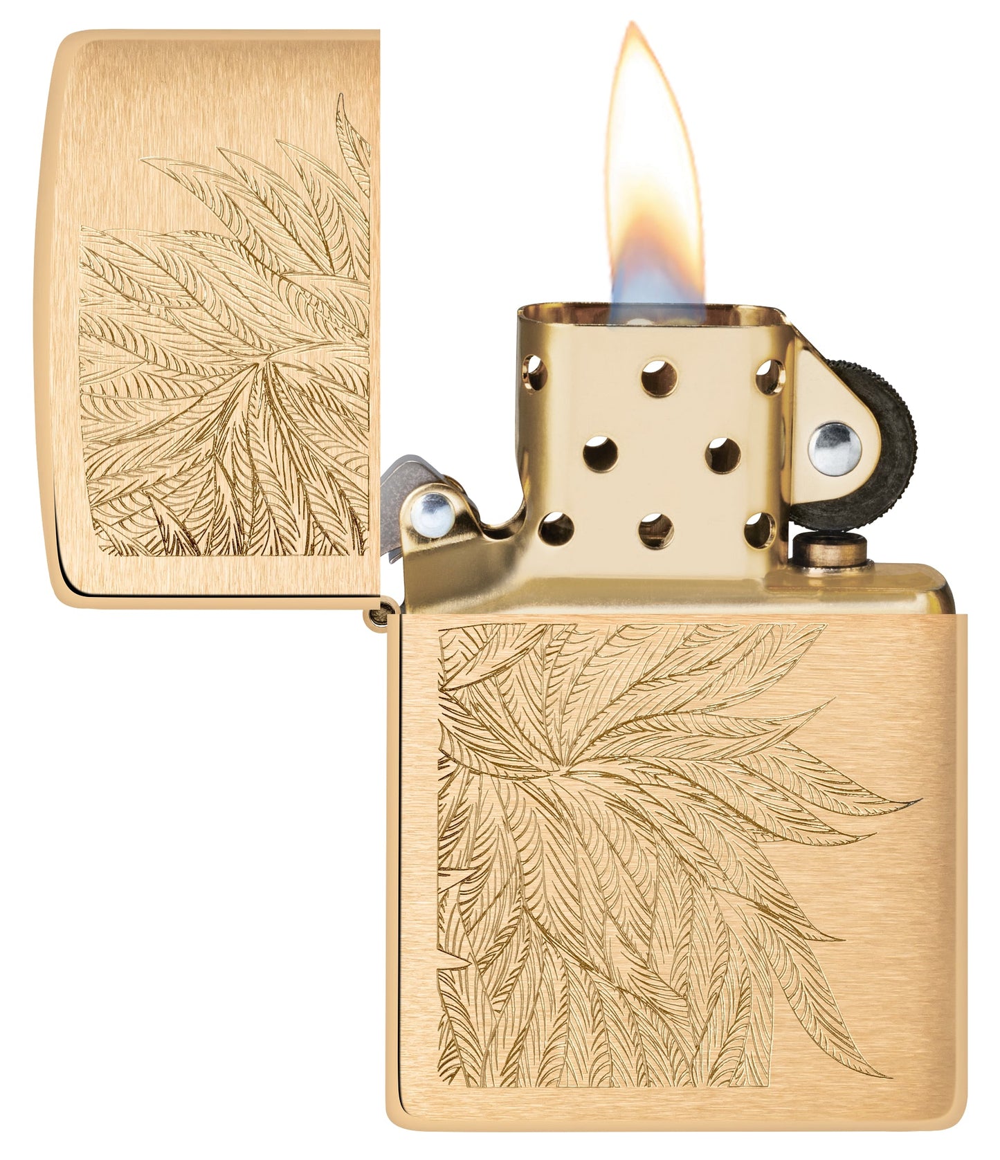 Zippo Gold Cannabis Engraved Lighter – Windproof Design