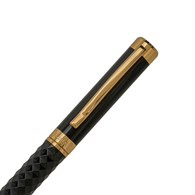 SWISSBRAND Luxury Black gloss finish Premium composite diamond-shape Ballpoint Pen with gold trim Engravables